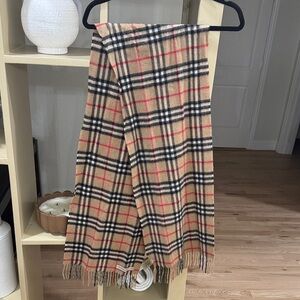 Burberry Tan and Red Plaid Scarf